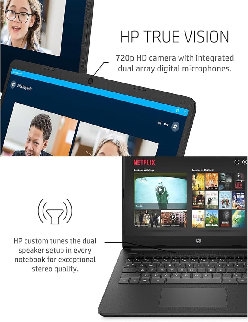 HP 14 Laptop Touchscreen with Stylus Pen - Windows 11 - AMD Ryzen 3 5300U - Wireless-AC - USB C - Long Battery Life - Webcam - College School Students Laptop Small (16GB RAM |1TB SSD)