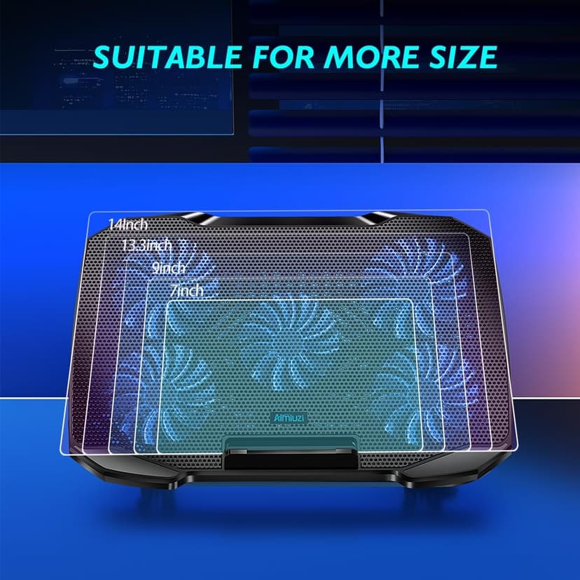 Laptop Cooling Pad Laptop Cooler Stand, Laptop Fan Cooling Pad for 12-15.6 Inch Laptop Notebooks, 5 Quiet Fans, 5 Angle Adjustable Laptop Cooling Stand (Black)
