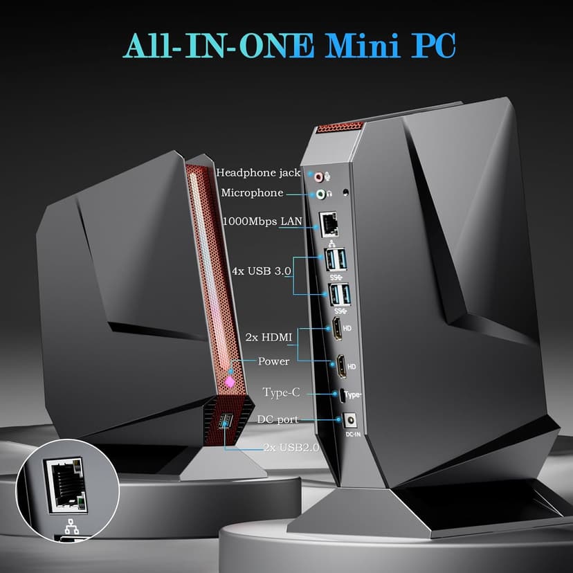 Mini PC Gaming, Intel Core I7-8750H Mini PC Nvidia GTX 1050 GDDR5 RGB Lights Desktop Mini Computer 16GB DDR4 512GB M.2 NVMe SSD, Support 4K Triple Display WiFi 6 BT 5.2, Windows 11 Pro