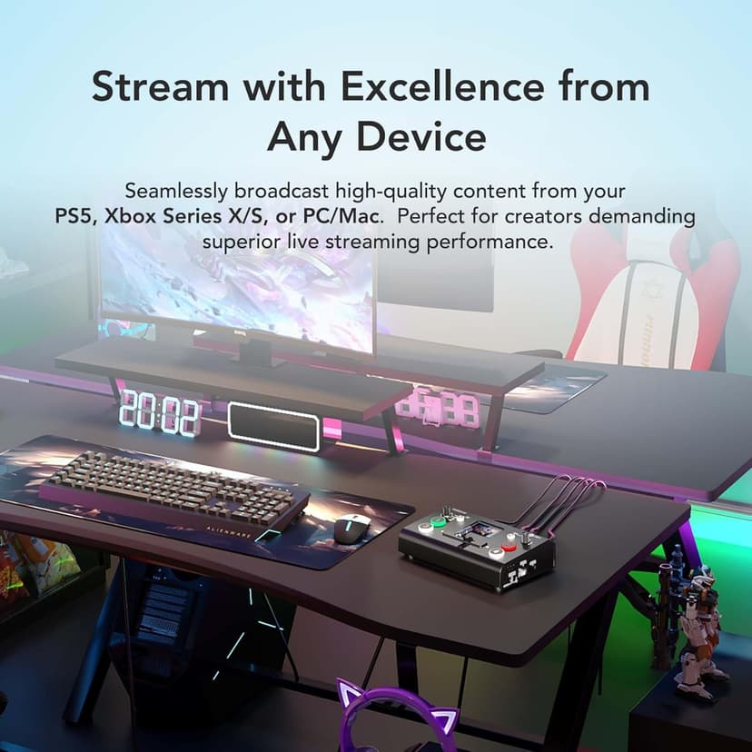 RGBlink Video Capture Card for Streaming, PCIe/Internal Capture Card Alternative, 4 HDMI to USB, Stream & Record in 1080P, Capturadora de Video for PS5/4 Pro, Xbox Series to OBS, Twitch, Zoom, YouTube