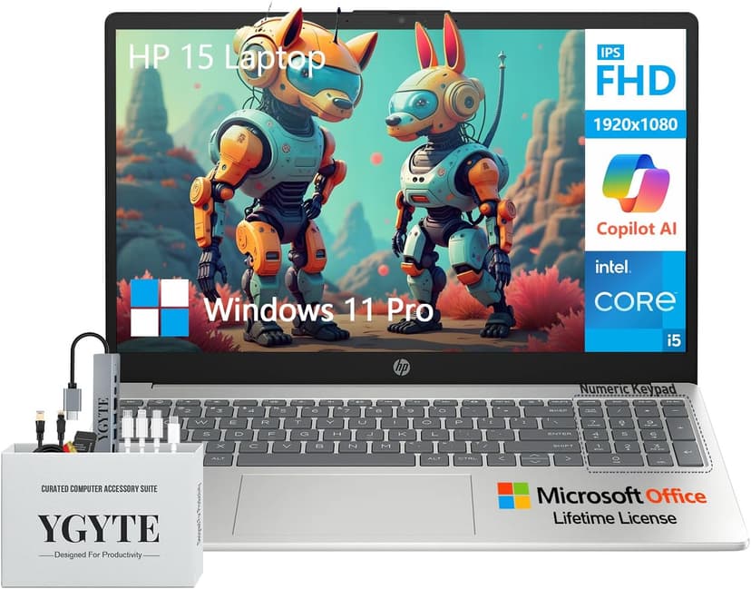 HP 2025 15 Laptop Computer, 15.6" FHD College Students Business Laptop, Intel Core i5 (10 Cores), 40GB RAM 1TB SSD+512GB Docking Set, Windows 11 Pro Lifetime Office, 10-Key Number Pad