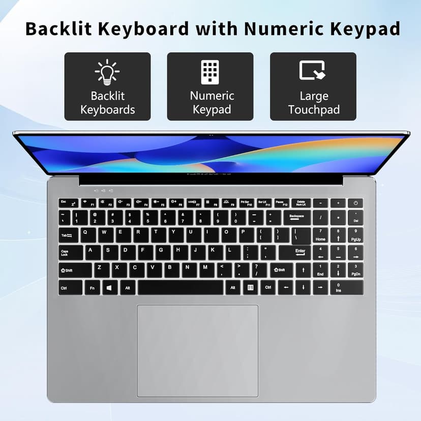 Gaming Laptop, 2025 Windows Laptops Computer, 16 Inch Windows 11 Pro Lap Top, 16GB RAM 1TB SSD, N150 Processor(up to 3.6GHz), Backlit Keyboard
