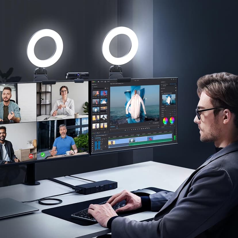 Ring Light for Computer Laptop,Video Conference Lighting kit for Zoom Meetings,5" Small Led Selfie Light Portable Ring Light with Stand,Cell Phone Holder Desktop Ring Light for Skype Call (2Packs)