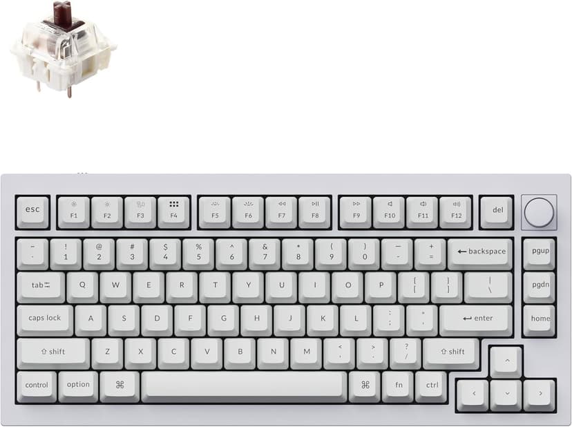 Keychron Q1 RGB Wired Custom Mechanical Keyboard, 75% Layout QMK/VIA Programmable Macro with Hot-swappable Gateron G Pro Brown Switch Double Gasket Compatible with Mac Windows Linux (White) -Version 2