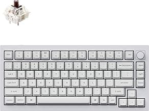 Keychron Q1 RGB Wired Custom Mechanical Keyboard, 75% Layout QMK/VIA Programmable Macro with Hot-swappable Gateron G Pro Brown Switch Double Gasket Compatible with Mac Windows Linux (White) -Version 2