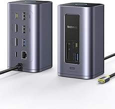 Baseus Docking Station Dual Monitor, Nomos Win Air(12 in 1) Laptop Dock, 2*4K HDMI, 10Gbps USB Ports, 1Gbps Ethernet, PD 100W(No Power Adapter), USB C Docking Station for Dell/HP/Lenovo/Asus/Acer/Mac