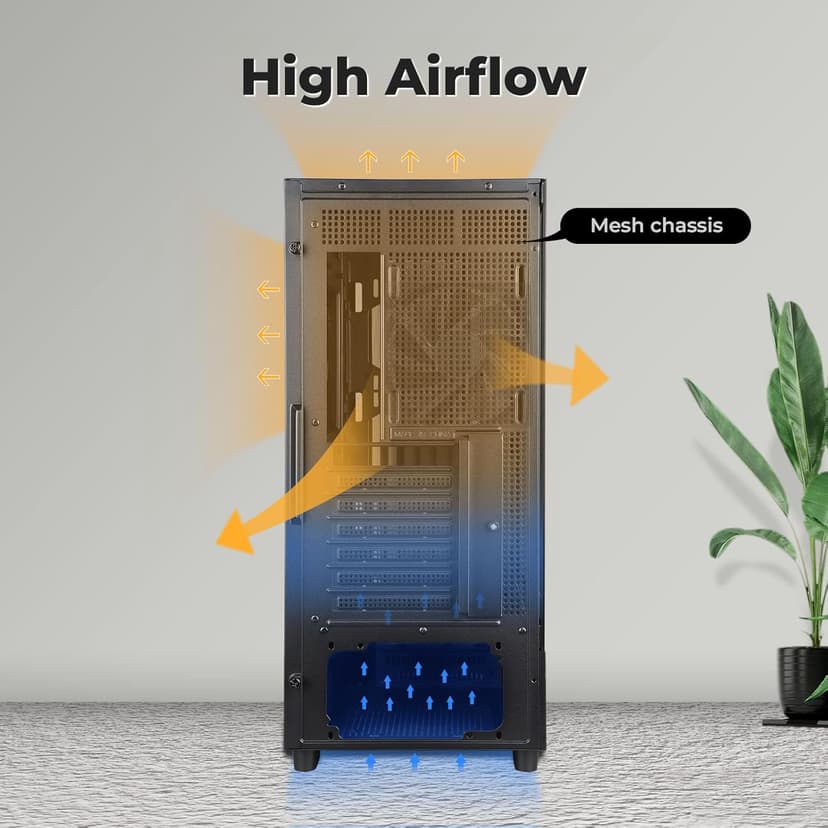 D1 Tempered Glass PC Case Meshify - Walnut Wood Front - Mesh and Glass Side Panel - Can Build in Up to 12 ARGB PWM Fans - High Airflow Mid Tower PC Gaming Case for ATX/mATX/ITX Motherboards Black