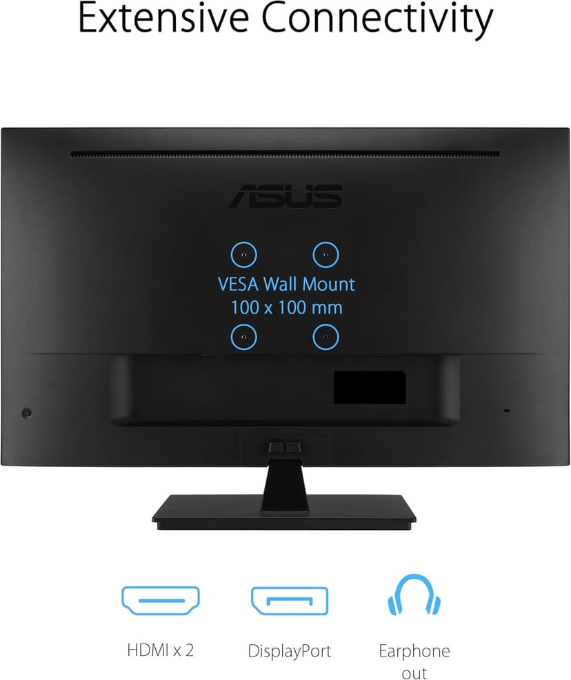 ASUS 31.5” 4K HDR Eye Care Monitor (VP327Q) – UHD (3840 x 2160), 99% sRGB, HDR-10, Adaptive-Sync, Speakers, DisplayPort, HDMI, Flicker Free, Blue Light Filter, VESA Mountable,Black