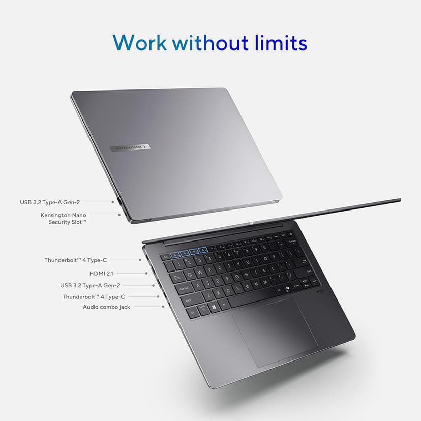 ASUS ExpertBook P5 Copilot+ PC AI Laptop, Intel® Core™ 7 Processor 258V, 32GB RAM, 1TB SSD, WiFi 6E, Windows 11 Home, Misty Grey, P5405CSA-DH76