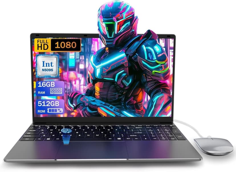 15.6" Laptop PC- Quad-Core N95 Processor (Up to 3.4GHz) Laptop Computer 16GB DDR4 512GB SSD, Students Business Laptop Support Touch ID,WiFi, BT4.2, HDMI, USB 3.0