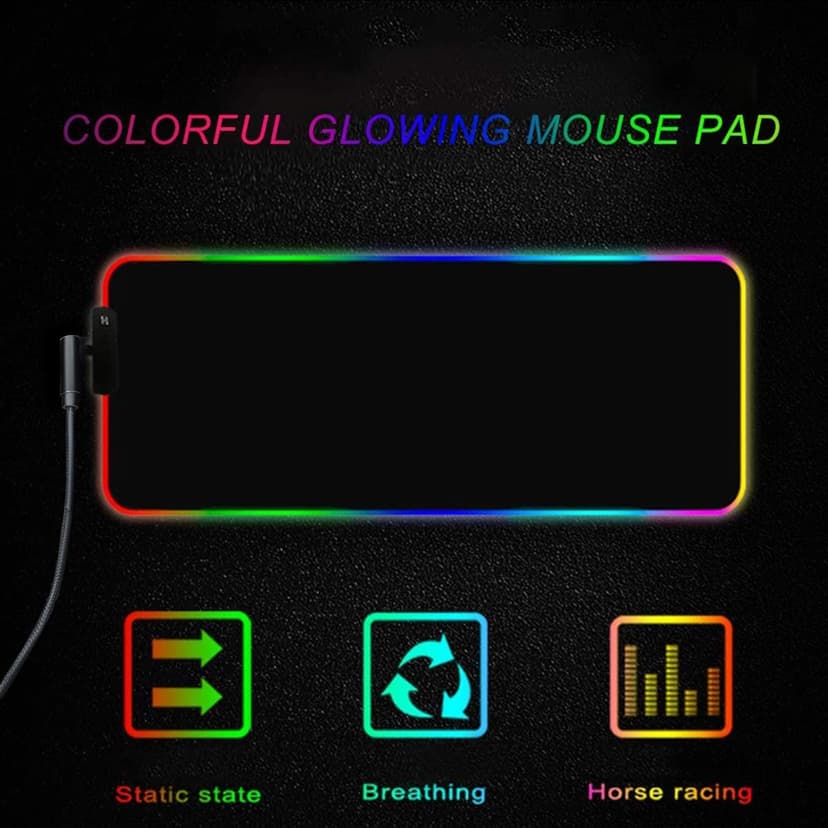 Personalized RGB LED Gaming Mouse Pad Make Your Own Customized Large Gaming Mousepad Custom Mouse Mat for Office Dorm Personalised Gifts Presents for Gaming Lovers, 31.5x11.8in