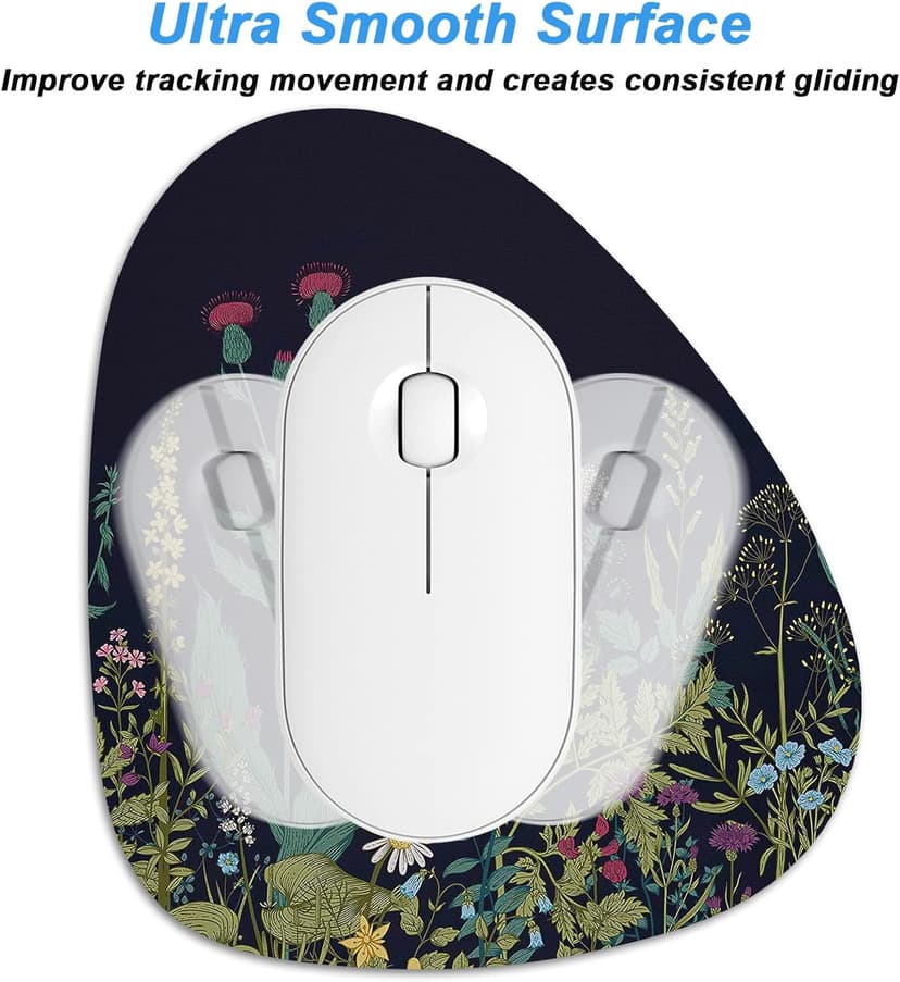 Rimilak Small Mouse Pad 6 x 7 Inch, Irregular Mini Mouse Pad with Non-Slip Rubber Base, Waterproof Compact Mouse Mat for Laptop Computer Wireless Mouse Keyboard Home Office Travel, Midnight Flowers