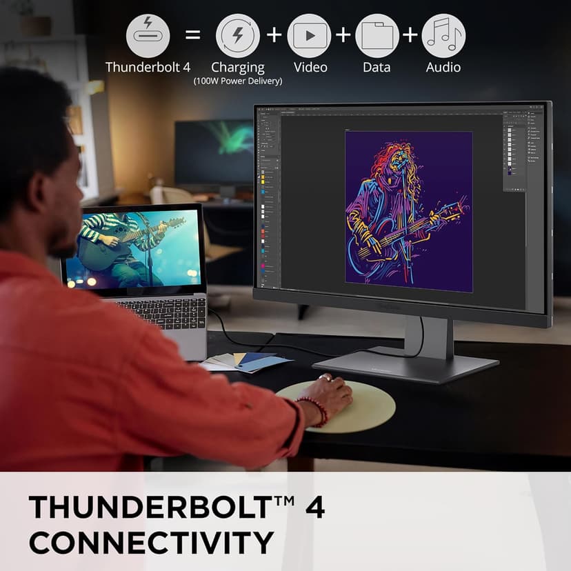 ViewSonic VP2788-5K 27 Inch 5K Mac-Ready Monitor with 100% sRGB, 99% DCI-P3, Pantone Validated, Advanced Ergonomics, Thunderbolt 4, USB Hub, HDMI, and DP for Home and Office