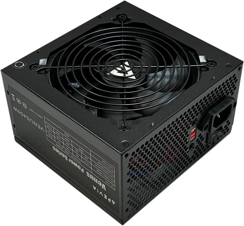 APEVIA VENUS450W 450W ATX Power Supply with Auto-Thermally Controlled 120mm Fan, 115/230V Switch, All Protections
