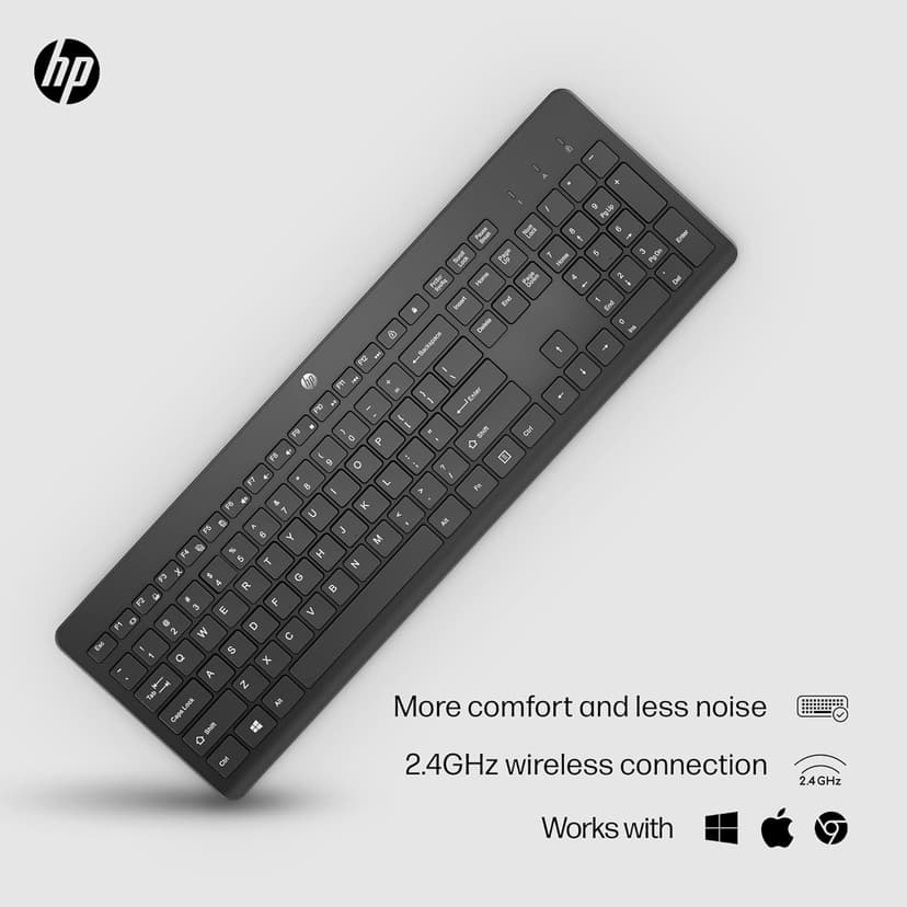 HP 230 Wireless Keyboard - Wireless Connection - Low-Profile, Quiet Design - Windows & Mac OS - Laptop, PC Compatible - Shortcut Keys & Number Pad - Long Battery Life (‎3L1E7AA#ABA),Black