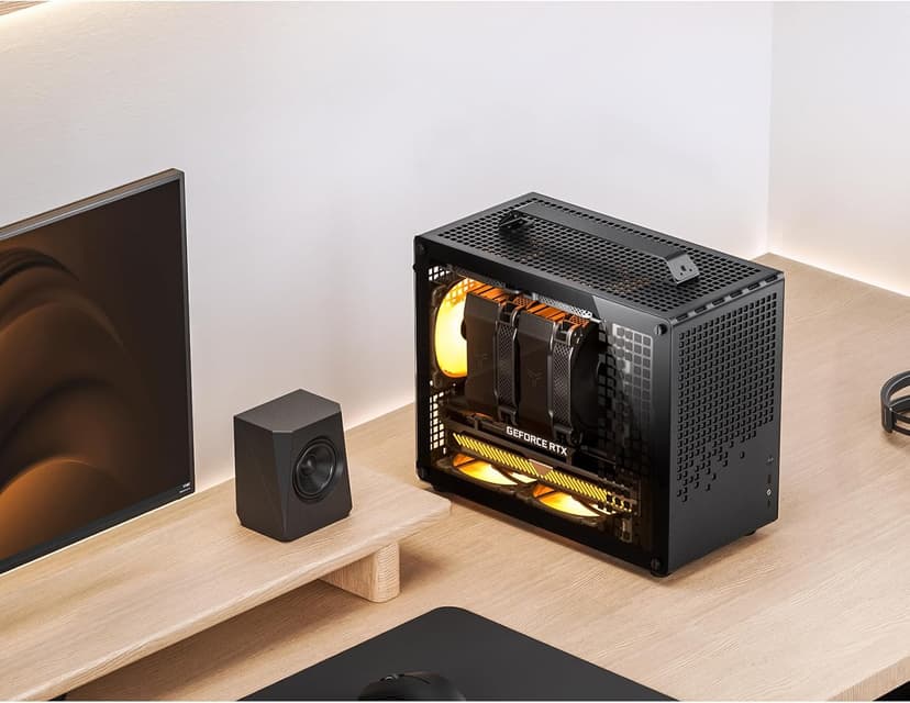 JONSBO/JONSPLUS Z20 Black Micro-ATX Mini Tower PC Case,with Detachable Carrying Handle, Mini Size, High-Performance Hardware Compatible, Support 240AIO, H160mm Cooler, Black