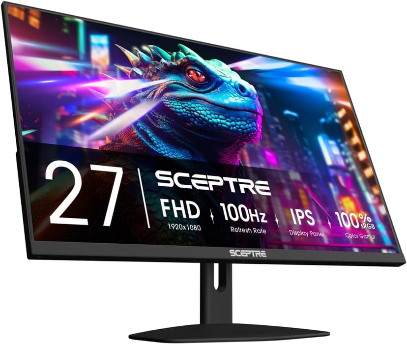 Sceptre 27-inch IPS Eye Care Monitor 100Hz DisplayPort HDMI and USB-C 100% sRGB Build-in Speakers, Machine Black 2024 (E275W-FP100T)