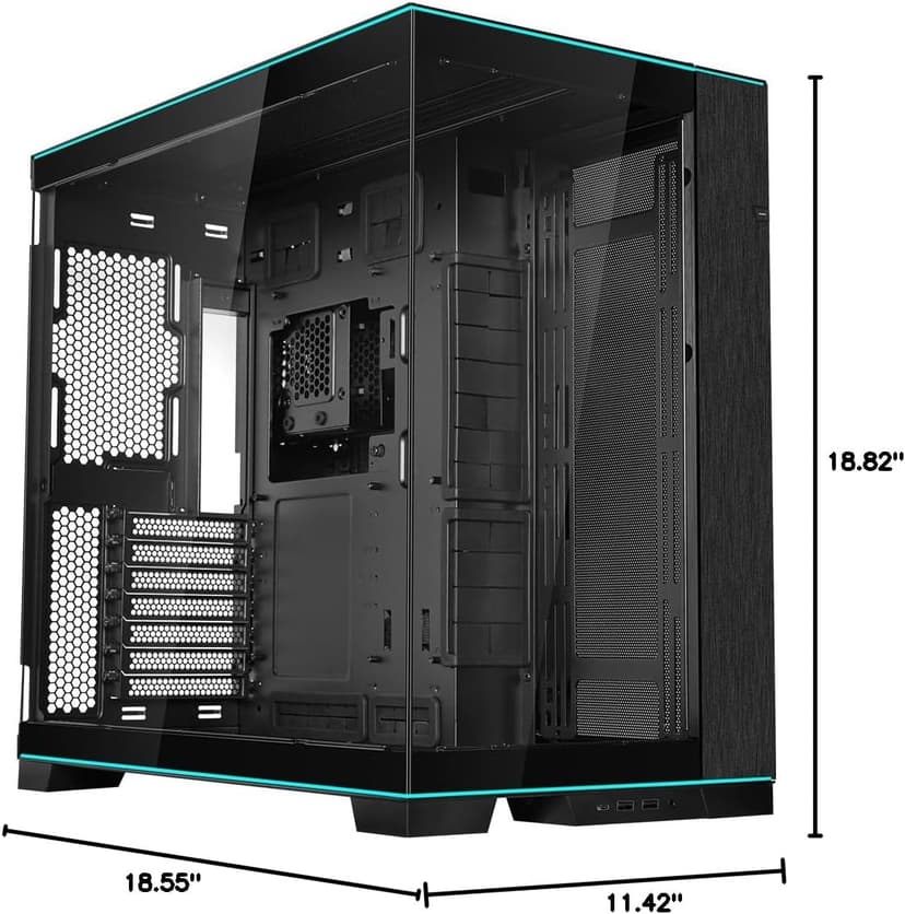 Lian Li O11D EVO RGB E-ATX gaming dual chamber case - ARGB lighting strips - Up to 420mm radiator - Cable management - Front and side tempered glass panels - Reversible chassis (O11DERGBX.US)