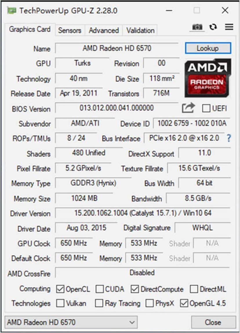 QTHREE Radeon HD 6570 Low Profile Graphics Card,Dual HDMI,1GB,GDDR3,64-Bits,Desktop Video Card for PC Gaming,PCI-Express X16,Computer GPU