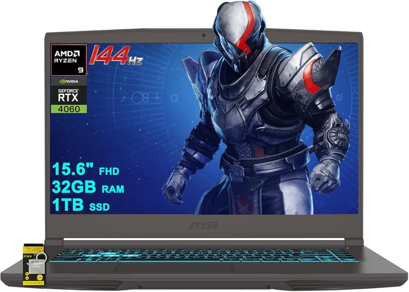 MSI Thin A15 AI Gaming Laptop 15.6" FHD IPS 144Hz AMD Octa-core Ryzen 9 8945HS Up to 16 Tops (Beats i7-12700H) 32GB RAM 1TB SSD GeForce RTX 4060 Backlit Win11 ICP Hub/AI Gaming