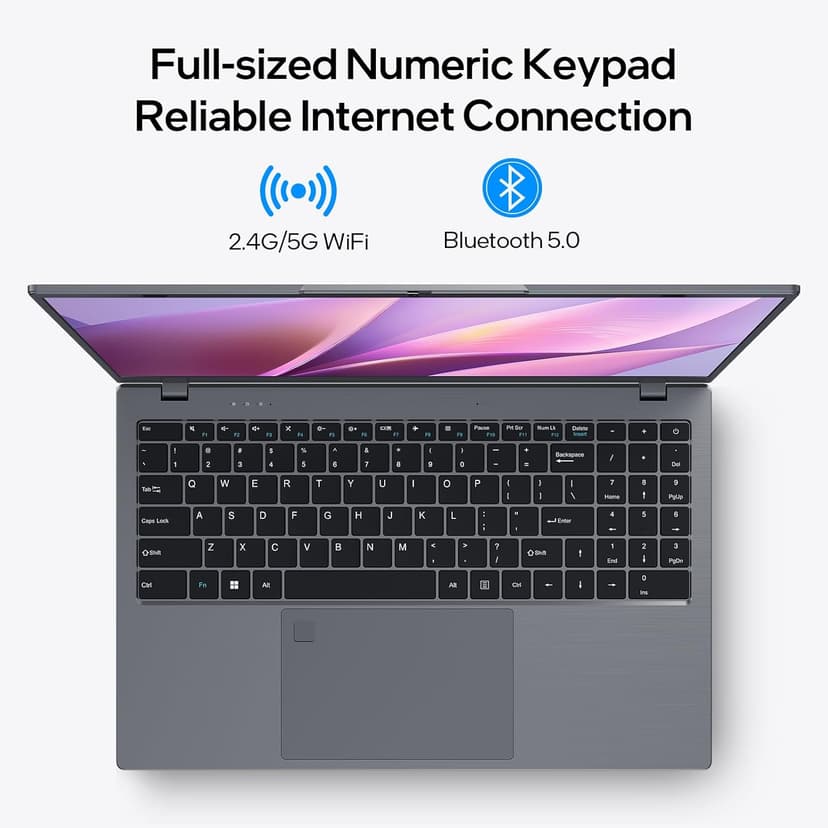 Laptop Computer 15.6 inch, Intel Quad Core N95, 12GB LPDDR5 RAM 1TB NVMe SSD Laptop with FHD IPS Display, WiFi 5, BT5.0, USB Type C and Fingerprint, 2 Years Warranty, Windows 11 Pro