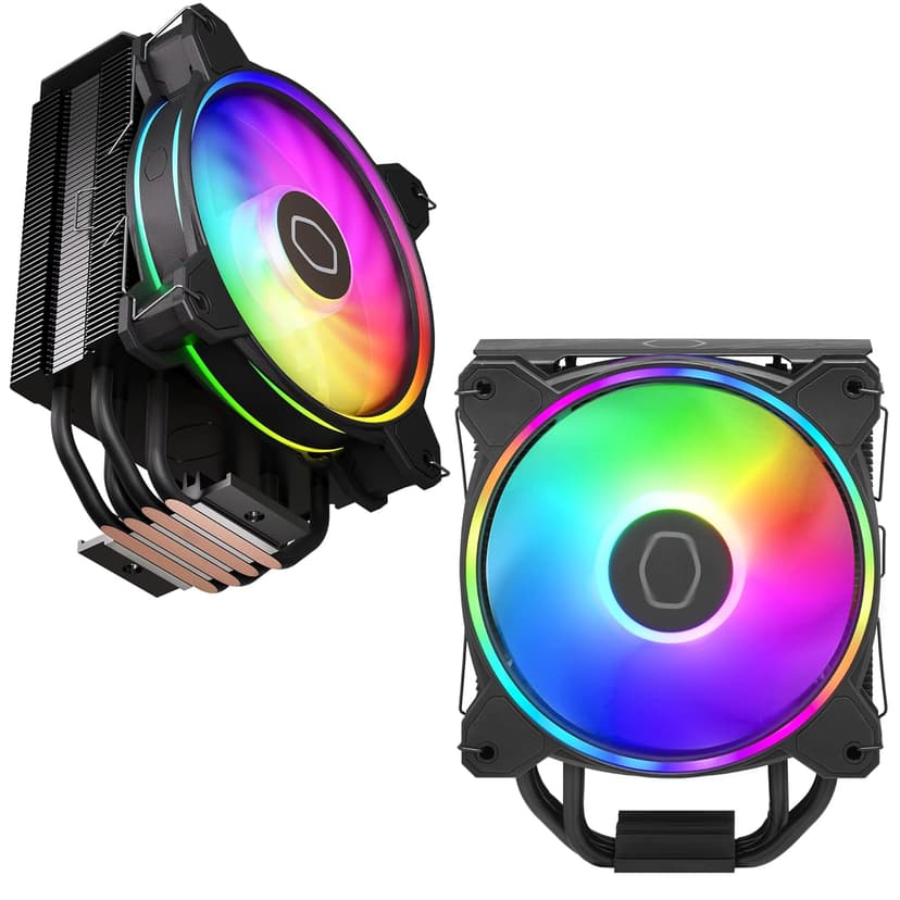 Cooler Master Hyper 212 Halo Black CPU Air Cooler, 120 Halo² PWM Fan, Dual Loop ARGB, Aluminum Top Cover, 4 Copper Heat Pipes, 154mm Tall, AMD Ryzen AM5|AM4, Intel LGA 1851|1700|1200 Brackets