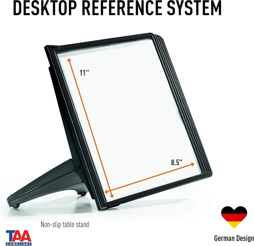 Durable Desktop Reference System with 5 Double-Sided Panels - Letter-Size 8.5" x 11" Inches - Black SHERPA SOHO Design - Desk Reference Organizer