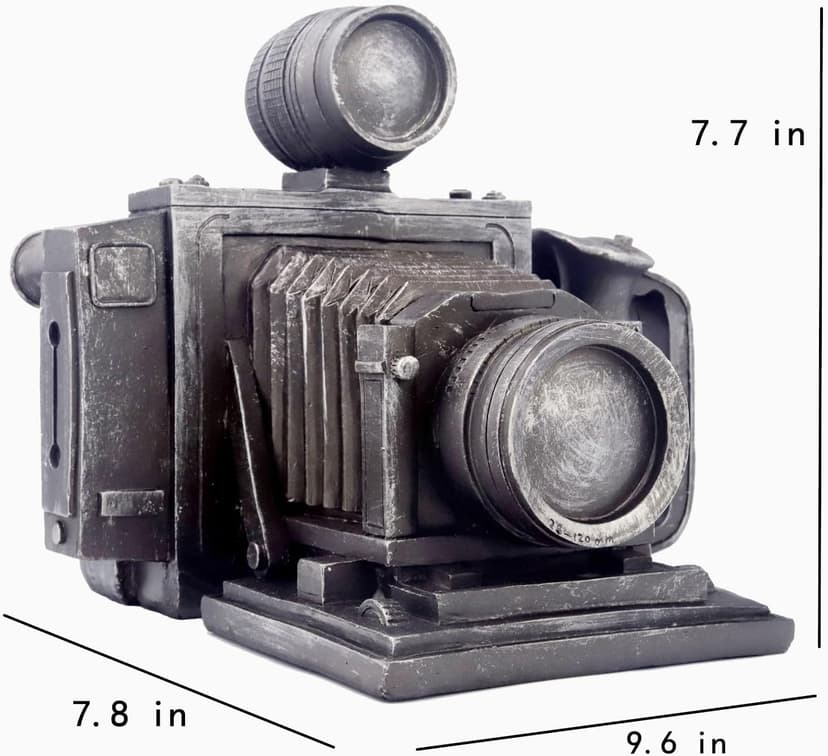 Vintage Camera Model Silver Gray Camera Replica Camera Model Nostalgic Collective Statue Resin Ornament Cents Penny Piggy Bank Decoration for Desktop Bar Office Showcase Prop Unique Gift