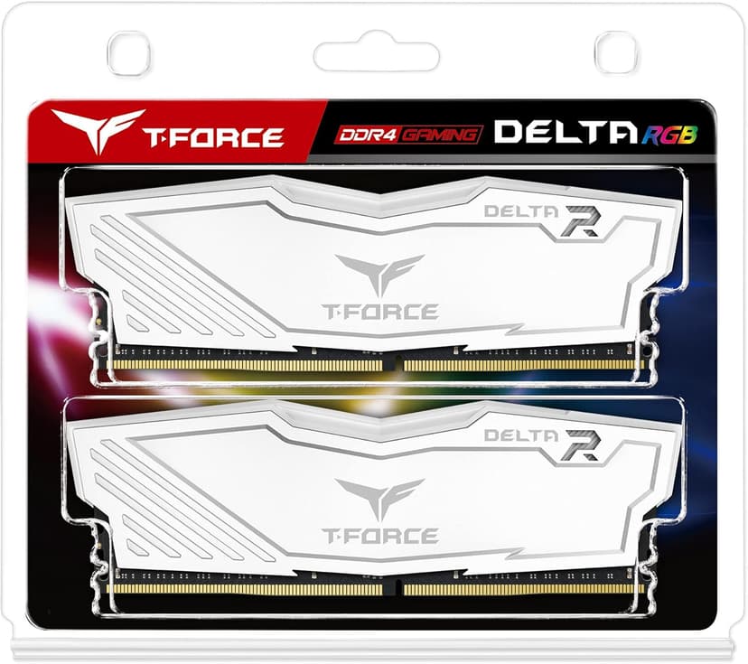 TEAMGROUP T-Force Delta RGB DDR4 16GB (2x8GB) 3200MHz (PC4-25600) CL16 Desktop Memory Module ram White - TF4D416G3200HC16CDC01