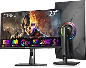 27 Inch QHD 2560 x 1440 Gaming Monitor, 180Hz (Up to 200Hz),1ms GTG, Fast IPS, DCI-P3 93%, High Brightness 450cd/㎡, G-Sync, Height Adjustable Vertical Stand, Speakers, DP/HDMI, 144Hz 2K Monitor
