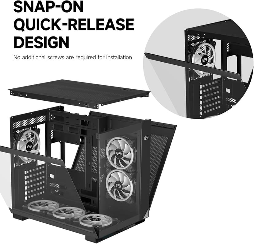 PCCOOLER C3T500 ARGB PC Case Mid Tower Desktop Computer Gaming Superior Case for ATX/M-ATX/ITX with 6 ARGB Case Fans,Column-Free Design,360MM Radiator&400MM GPU Support,Easy Installation (Black)