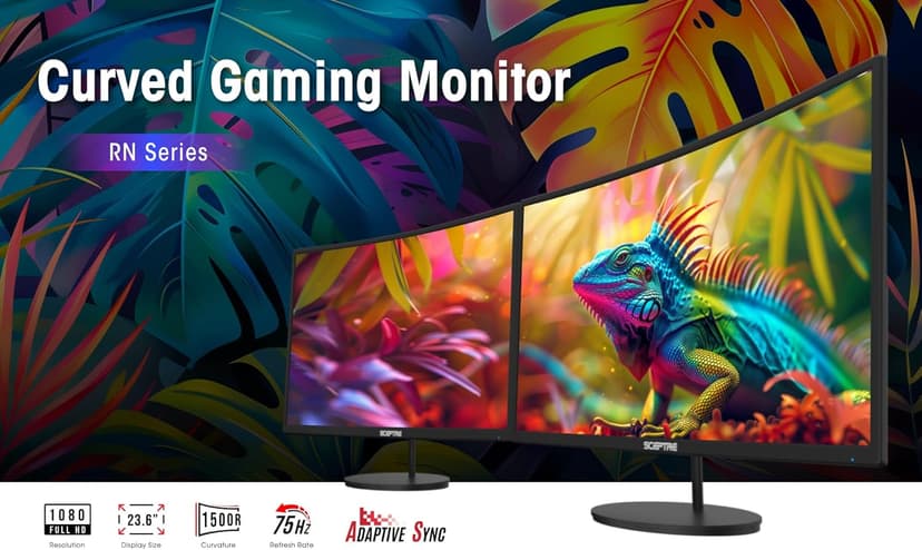 2X Pack - Curved 24 Inch Monitor FHD 100Hz Computer Monitor, HDMI X2 VGA 99% sRGB Build-in Speakers, VESA Mount, Tilt, Professional and Gaming Monitor – Machine Black, 2X Pack, 2PACK--C248WRN