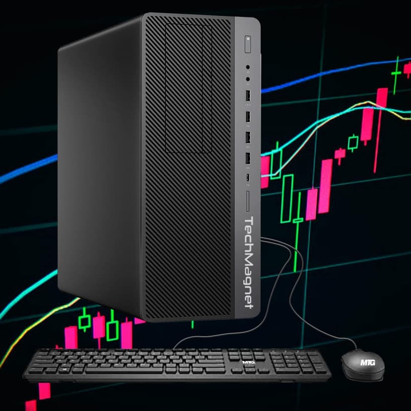 TechMagnet Trading Desktop PC, Intel Core i5 9th Gen, 16GB RAM, 512GB SSD + 4TB HDD, 4 New 22” LED Monitors, 2 Network Cards, Trading Platform Support, MTG Keyboard & Mouse Win 11 (Renewed)