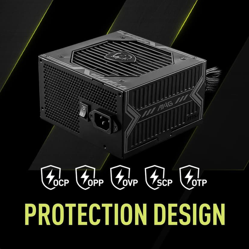 MSI MAG A650BE Gaming Power Supply - 80 Plus Bronze Certified 650W - Semi-Modular - Low Noise ATX PSU