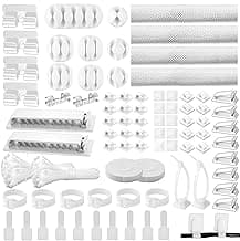 [313Pcs] Cable Management Kit, 67 Adhesive Cable Clips, Topavatop Desk Cord Organizer, 22 Reusable Cable Strap, 4 Cable Sleeve Split, 200 Nylon Cable Zip Ties with 20 Mounts for TV Office Home, White