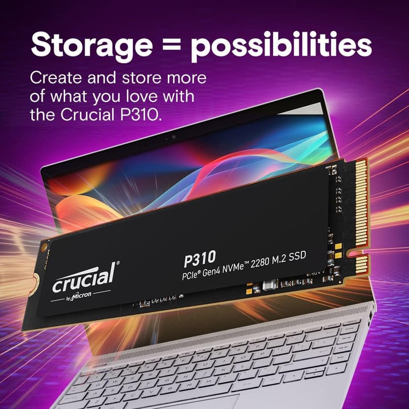 Crucial P310 1TB 2280 PCIe Gen4 3D NAND NVMe M.2 SSD – Up to 7,100 MB/s – Shift up to Gen4, with Acronis Offer, Internal Solid State Drive (PC) – CT1000P310SSD801