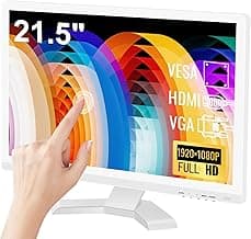 21.5 Inch Touchscreen Monitor FHD 1920x1080P, White, 75Hz, Built-in Speakers, HDMI VGA USB Port, 10-Point Computer Touch Screen PC Display, VESA Wall Mountable