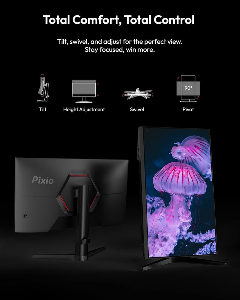 Pixio PX277 Prime Neo 27 inch 180Hz Refresh Rate QHD 1440p Resolution Fast IPS Panel 1ms GTG Response Time Gaming Monitor with Adaptive Sync