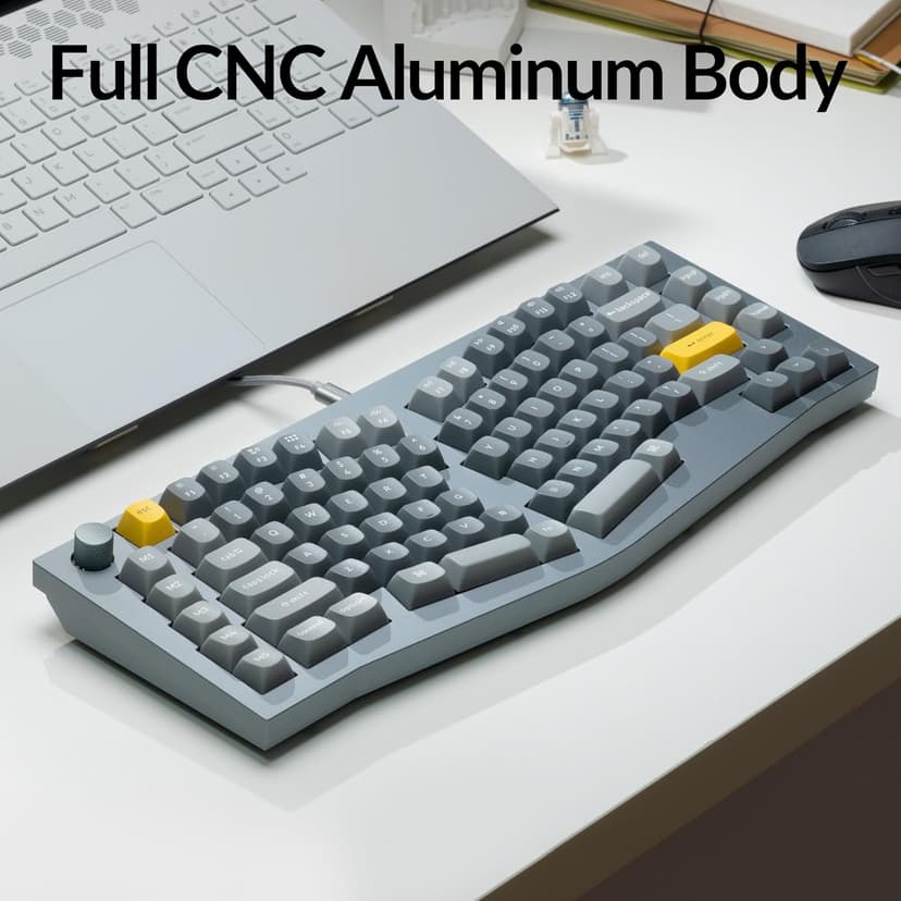 Keychron Q10 Wired Custom Mechanical Keyboard Knob Version, 75% Alice Layout QMK/VIA Programmable Macro with Hot-swappable Gateron G Pro Blue Switch Compatible with Mac Windows Linux (Grey)