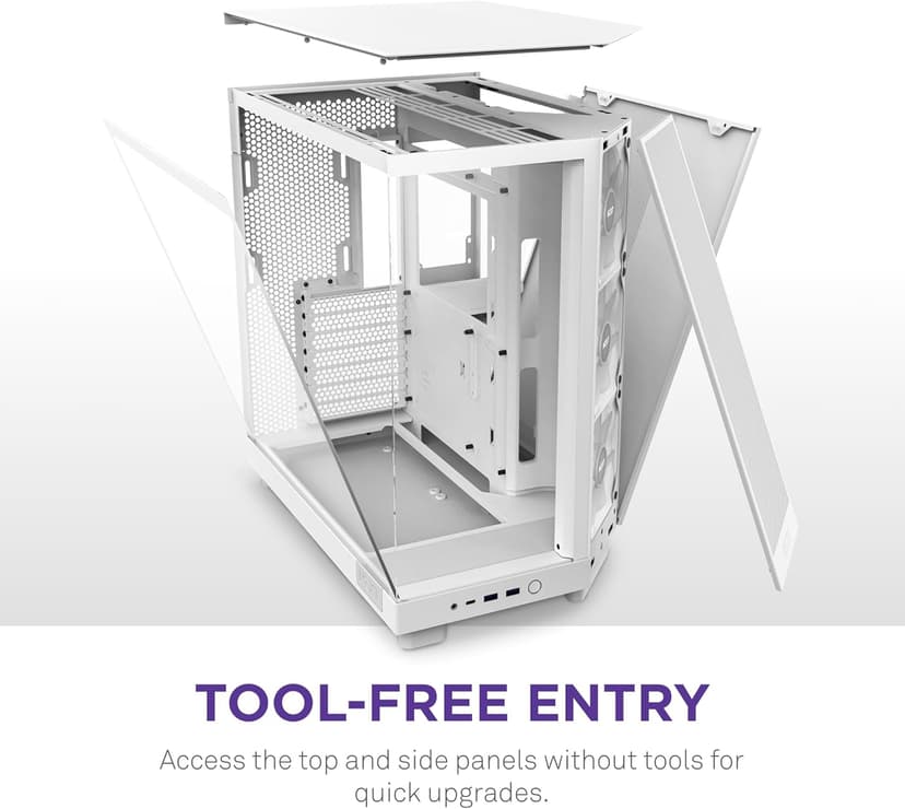 NZXT H6 Flow RGB Mid-Tower Airflow Case with 3 RGB Fans, Panoramic Glass Panels, and Cable Management - White