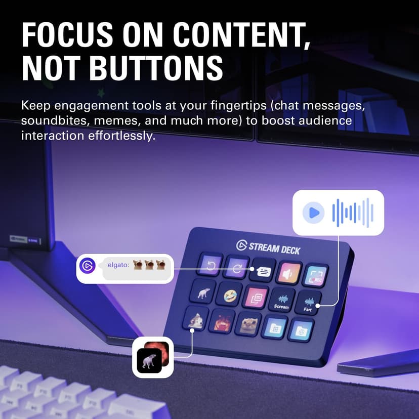 Elgato Stream Deck MK.2 – Studio Controller, 15 macro keys, trigger actions in apps and software like OBS, Twitch, ​YouTube and more, works with Mac and PC