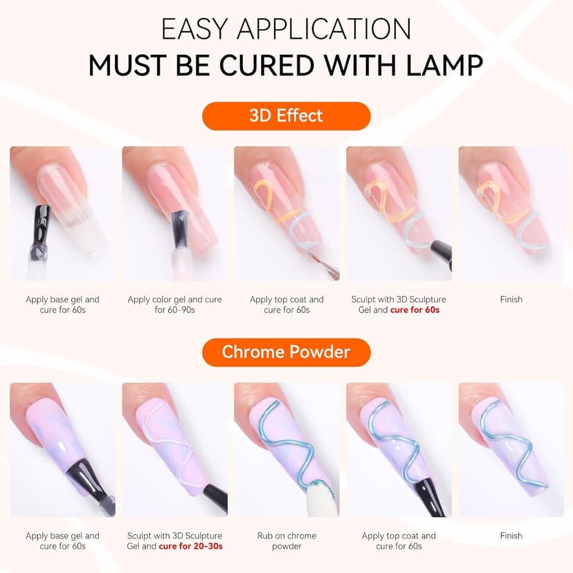 Makartt 3D Nail Art Gel 2 Pcs 15g DIY No Wipe 3D Molding Gel for Nails Decoration, Manicure Sculpture Nails