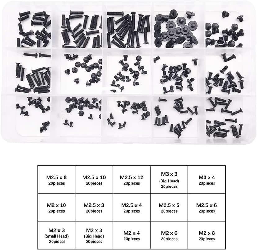 QTEATAK 300Pcs Black Laptop Notebook Computer Replacement Screws Kit for Lenovo Toshiba Gateway Samsung HP IBM Dell Sony Acer Asus SSD Hard Disk SATA