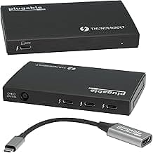Plugable Thunderbolt 4 Hub | 60W Laptop Charging | 3X Thunderbolt 4 Ports | Dual 4K/Single 8K Displays | USB4 Compatibility - TBT4-HUB3C