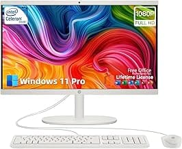 HP All-in-One Desktop Computer - Office Lifetime & Win 11 Pro • 21.5" FHD Anti-Glare Display • Intel Celeron J4025 CPU • for Everyday Use • 16GB RAM 1TB SSD • w/Accessories