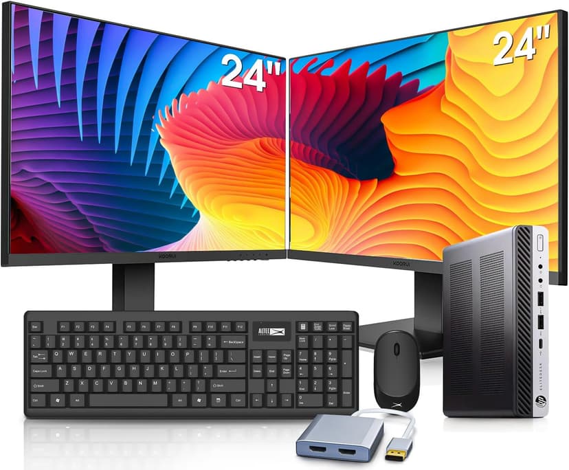 HP 800 G3 Mini Computer PC with Dual 24 inch Monitors Bundle,Intel i7-6700, 32GB RAM,New NVMe 1TB SSD, Wi-Fi 6e,Bluetooth 5.2,Windows 10 Pro (Renewed)