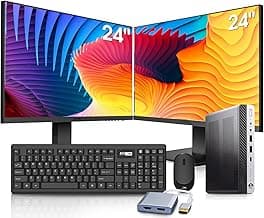 HP 800 G3 Mini Computer PC with Dual 24 inch Monitors Bundle,Intel i7-6700, 32GB RAM,New NVMe 1TB SSD, Wi-Fi 6e,Bluetooth 5.2,Windows 10 Pro (Renewed)