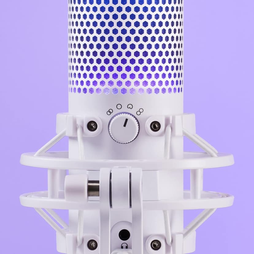 HyperX QuadCast S – RGB USB Condenser Microphone for PC, PS5, Mac, Anti-Vibration Shock Mount, 4 Polar Patterns, Pop Filter, Gain Control, Gaming, Streaming, Podcasts, Twitch, YouTube, Discord – White