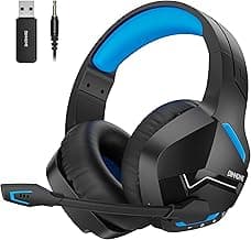 BINNUNE Wireless Gaming Headset with 2.4GHz for PS5, PS4, PC, Switch, FPS Gamers, 120Hrs+ Bluetooth 5.3 Gaming Headsets with Noise Canceling Mic, 50MM Headphones for Laptop, Mobile, Mac (Blue)