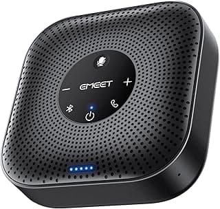 EMEET Conference Speakerphone M0 Plus, 4 AI Mics 360° Voice Pickup, Noise Reduction, USB C Speaker, Bluetooth Conference Speaker for 8 People w/Daisy Chain for 16 Compatible with Leading Software
